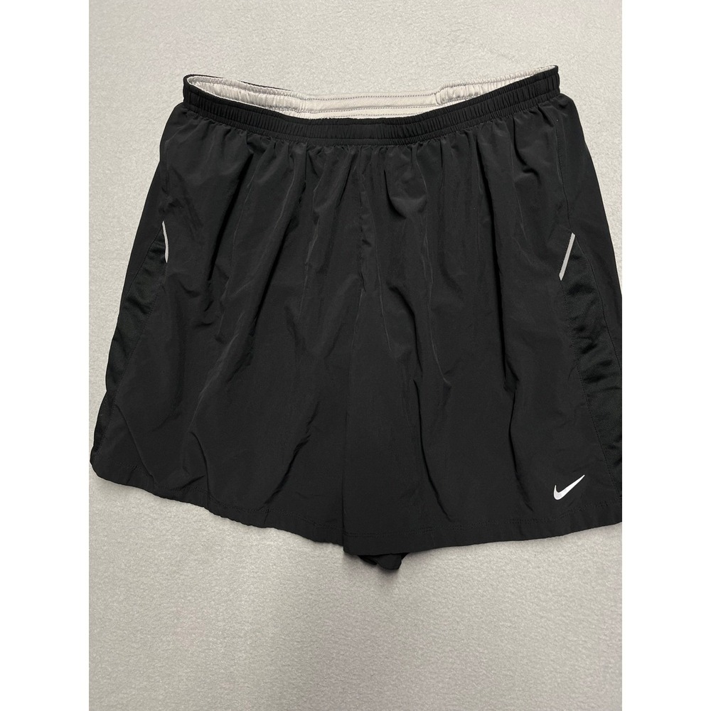 Nike Mens XL Dri-FIT Running Shorts Black Zipper Pocket Reflective Liner 5‎ Inse